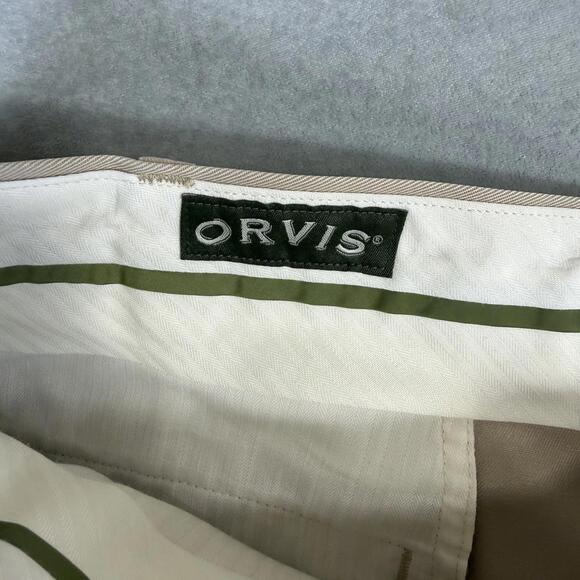 Vintage Orvis Chino Pants Mens 42x30 Beige Straight Leg Twill Flat Front 90s - Picture 6 of 8